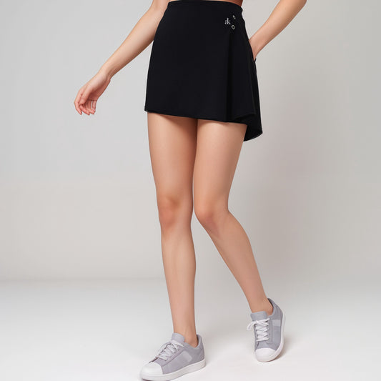 Active Women's High Waist Active Skirt with Overlapping Front Panel and Subtle Side Eyelet Detail