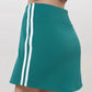 Active Women's Athletic Mini Skirt with Contrast Side Stripes and Built-In Shorts for Support