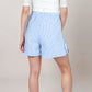 Striped High Waist Shorts with Ruffle Paperbag Waistband Adjustable Drawstring and Side Bow Details