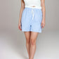 Striped High Waist Shorts with Ruffle Paperbag Waistband Adjustable Drawstring and Side Bow Details
