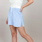 Striped High Waist Shorts with Ruffle Paperbag Waistband Adjustable Drawstring and Side Bow Details