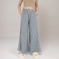 Gingham Wide Leg Lounge Pants with Elastic Waistband Side Pockets and Soft Draped Full-Length Fit