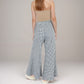 Gingham Wide Leg Lounge Pants with Elastic Waistband Side Pockets and Soft Draped Full-Length Fit