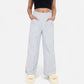 Pink Pinstripe Lounge Pants with Elastic Waistband Large Front Patch Pockets and Relaxed Straight Leg Fit