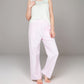 Pink Pinstripe Lounge Pants with Elastic Waistband Large Front Patch Pockets and Relaxed Straight Leg Fit