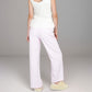 Pink Pinstripe Lounge Pants with Elastic Waistband Large Front Patch Pockets and Relaxed Straight Leg Fit