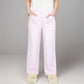 Pink Pinstripe Lounge Pants with Elastic Waistband Large Front Patch Pockets and Relaxed Straight Leg Fit