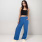 Vertical Red Stripe Wide Leg Pants with High Rise Waistband Relaxed Fit and Full-Length Flowing Silhouette
