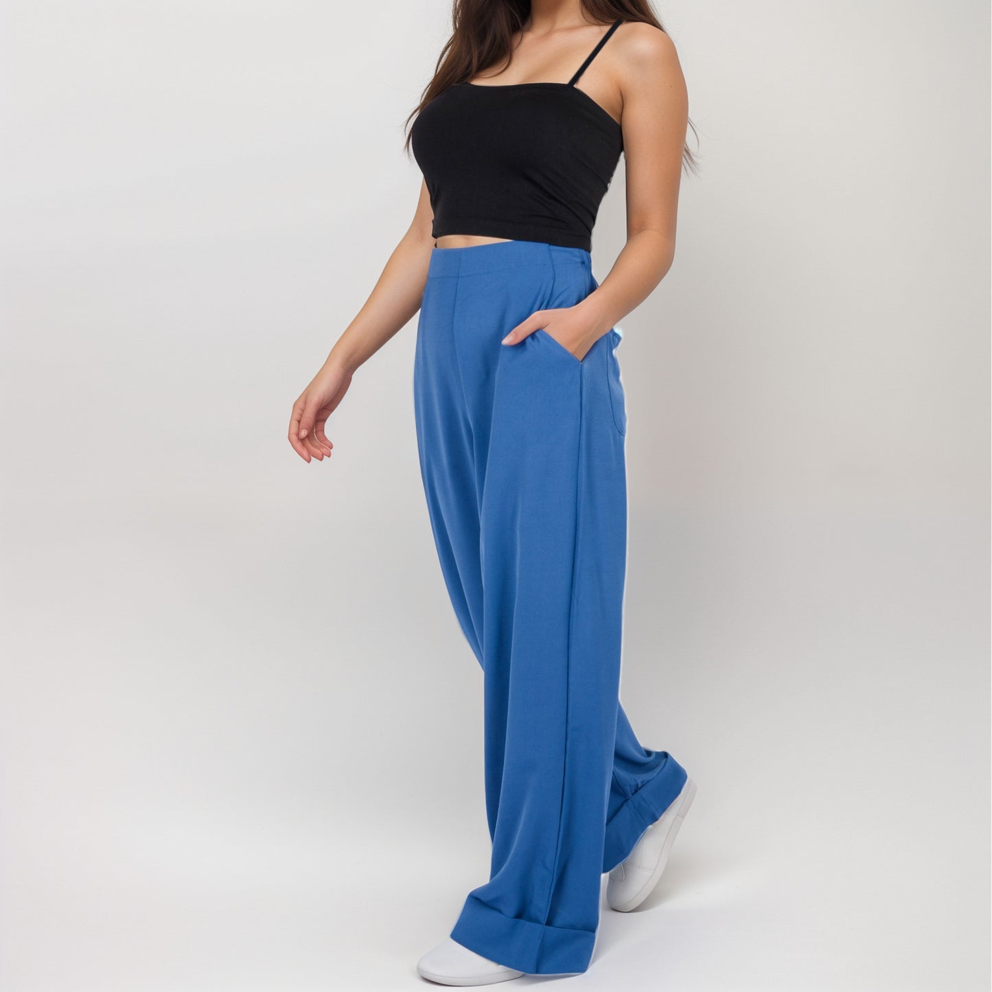 Vertical Red Stripe Wide Leg Pants with High Rise Waistband Relaxed Fit and Full-Length Flowing Silhouette