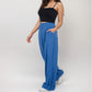 Vertical Red Stripe Wide Leg Pants with High Rise Waistband Relaxed Fit and Full-Length Flowing Silhouette