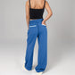 Vertical Red Stripe Wide Leg Pants with High Rise Waistband Relaxed Fit and Full-Length Flowing Silhouette