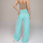 Vertical Red Stripe Wide Leg Pants with High Rise Waistband Relaxed Fit and Full-Length Flowing Silhouette