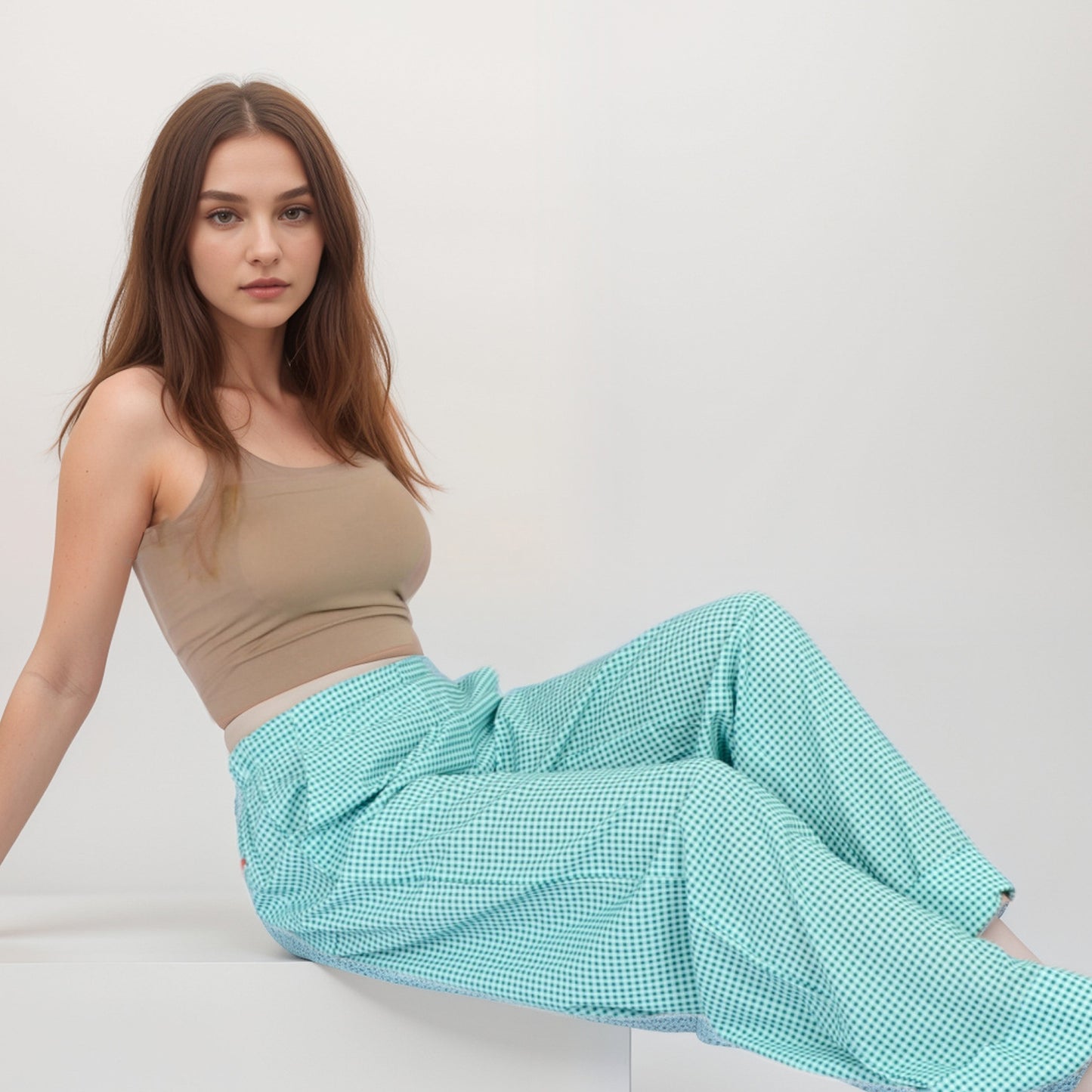 Vertical Red Stripe Wide Leg Pants with High Rise Waistband Relaxed Fit and Full-Length Flowing Silhouette