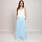 Vertical Red Stripe Wide Leg Pants with High Rise Waistband Relaxed Fit and Full-Length Flowing Silhouette