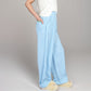 Vertical Red Stripe Wide Leg Pants with High Rise Waistband Relaxed Fit and Full-Length Flowing Silhouette