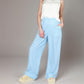 Vertical Red Stripe Wide Leg Pants with High Rise Waistband Relaxed Fit and Full-Length Flowing Silhouette