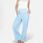 Vertical Red Stripe Wide Leg Pants with High Rise Waistband Relaxed Fit and Full-Length Flowing Silhouette