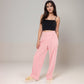 Vertical Red Stripe Wide Leg Pants with High Rise Waistband Relaxed Fit and Full-Length Flowing Silhouette