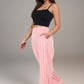 Vertical Red Stripe Wide Leg Pants with High Rise Waistband Relaxed Fit and Full-Length Flowing Silhouette