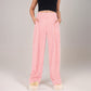 Vertical Red Stripe Wide Leg Pants with High Rise Waistband Relaxed Fit and Full-Length Flowing Silhouette