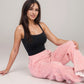 Vertical Red Stripe Wide Leg Pants with High Rise Waistband Relaxed Fit and Full-Length Flowing Silhouette