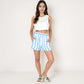 Striped Elastic Waist Lounge Shorts with Relaxed Fit and Side Pockets