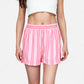 Striped Elastic Waist Lounge Shorts with Relaxed Fit and Side Pockets