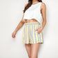 Striped Elastic Waist Lounge Shorts with Relaxed Fit and Side Pockets