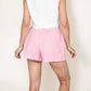 Seersucker Stripe Lounge Shorts with Elastic Waistband and Decorative Button Front