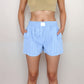 Vertical Stripe Lounge Shorts with Elastic Waistband Faux Fly Front and Relaxed Fit Side Pockets