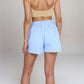 Vertical Stripe Lounge Shorts with Elastic Waistband Faux Fly Front and Relaxed Fit Side Pockets