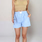 Vertical Stripe Lounge Shorts with Elastic Waistband Faux Fly Front and Relaxed Fit Side Pockets