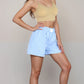 Vertical Stripe Lounge Shorts with Elastic Waistband Faux Fly Front and Relaxed Fit Side Pockets
