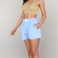Vertical Stripe Lounge Shorts with Elastic Waistband Faux Fly Front and Relaxed Fit Side Pockets