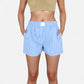 Vertical Stripe Lounge Shorts with Elastic Waistband Faux Fly Front and Relaxed Fit Side Pockets