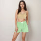 Vertical Stripe Lounge Shorts with Elastic Waistband Faux Fly Front and Relaxed Fit Side Pockets