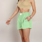 Vertical Stripe Lounge Shorts with Elastic Waistband Faux Fly Front and Relaxed Fit Side Pockets