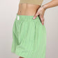 Vertical Stripe Lounge Shorts with Elastic Waistband Faux Fly Front and Relaxed Fit Side Pockets