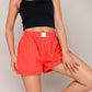 Vertical Stripe Lounge Shorts with Elastic Waistband Faux Fly Front and Relaxed Fit Side Pockets