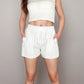 Vertical Stripe Lounge Shorts with Elastic Waistband Faux Fly Front and Relaxed Fit Side Pockets