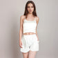 Vertical Stripe Lounge Shorts with Elastic Waistband Faux Fly Front and Relaxed Fit Side Pockets
