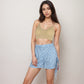 Gingham Lounge Shorts with Elastic Waistband Adjustable Side Tie Details and Relaxed Casual Fit