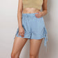 Gingham Lounge Shorts with Elastic Waistband Adjustable Side Tie Details and Relaxed Casual Fit