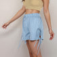 Gingham Lounge Shorts with Elastic Waistband Adjustable Side Tie Details and Relaxed Casual Fit