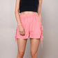 Gingham Lounge Shorts with Elastic Waistband Adjustable Side Tie Details and Relaxed Casual Fit