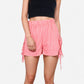 Gingham Lounge Shorts with Elastic Waistband Adjustable Side Tie Details and Relaxed Casual Fit