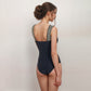 Swim Women's One Piece Swimsuit with Mesh Midsection Crisscross Front and Braided Detail Straps