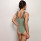 Swim Women's One Piece Swimsuit with Mesh Midsection Crisscross Front and Braided Detail Straps