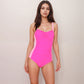 Colorblock One Piece Swimsuit with Twist Front Detail Wide Shoulder Straps and Flattering Ruched Sides