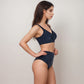 Swim Women's Crossover Bikini Set with Wide Strap Top and High Waist Twist Front Bottoms